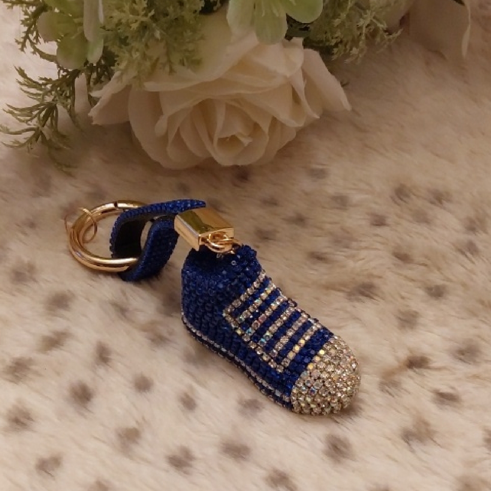 Blue and Gold Rhinestone Keychain - Picture 1 of 5